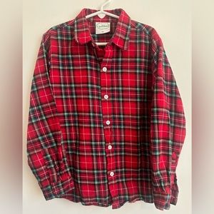 Grace and James Boys Red Plaid Button Down 100% cotton Longleeve Shirt, Size 10